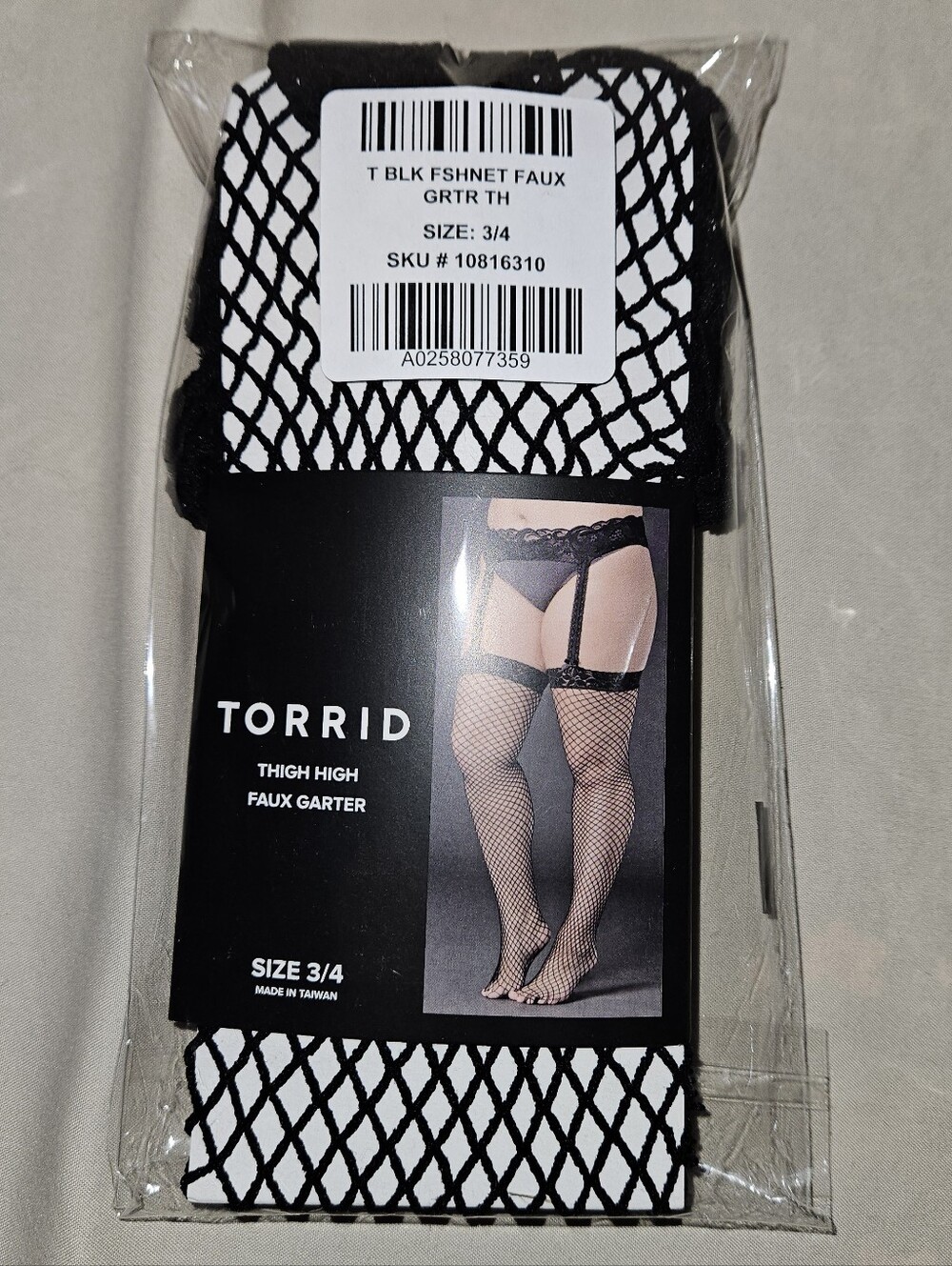 NWT Torrid Black Fishnet Thigh High Faux Garter - Size 3/4